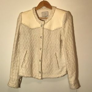 Iro Halston cream leather and wool jacket Size 38